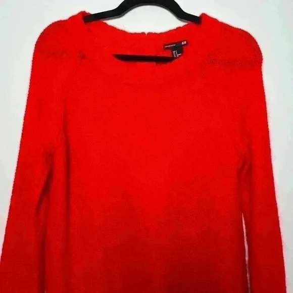 H&M Bright Red Medium Knit Sweater Size Small EUC - Picture 6 of 7